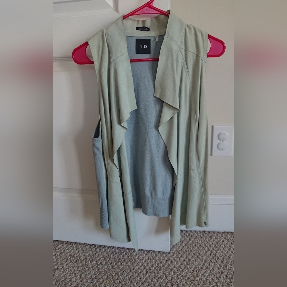 9/15 Exclusively For Saks Fifth Avenue Leather and Wool Vest in light blue M